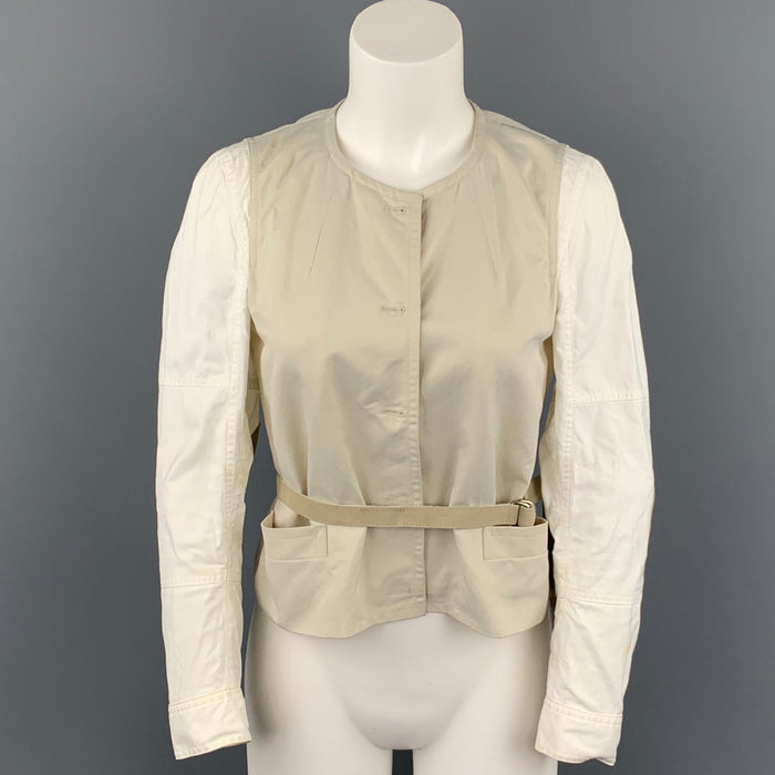 DRIES VAN NOTEN Size 6 Off White Polyester Blend Jacket