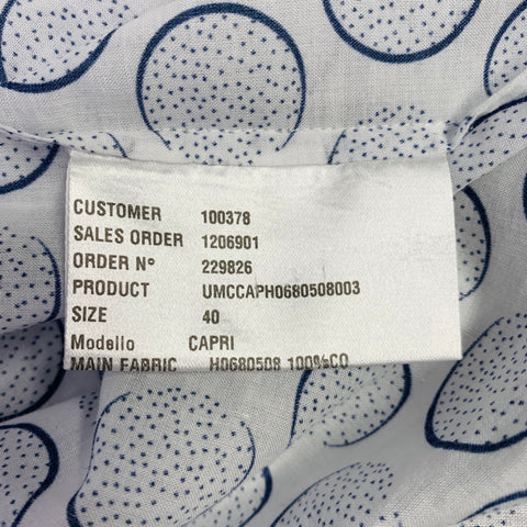 KITON Size S White Blue Cotton Dots Collarless Casual Top