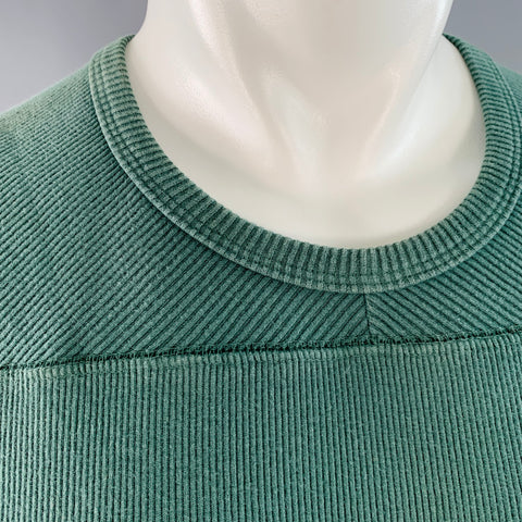 VINTAGE Size XS Green Rib Knit Crew Neck Long Sleeve Pullover
