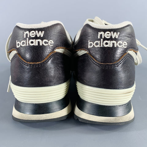 NEW BALANCE Size 11 Classic 574 Brown Off White Leather Sneakers