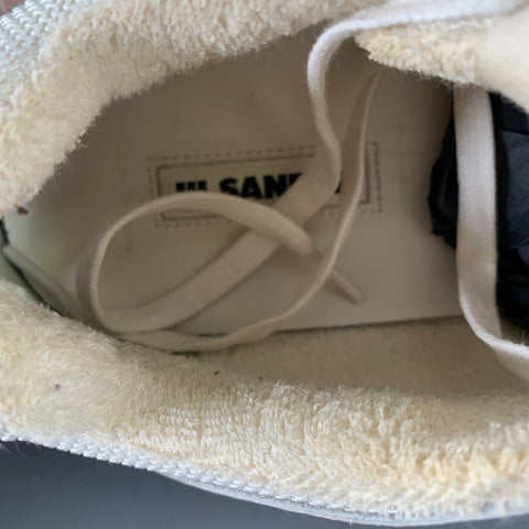 JIL SANDER Size 8 White Leather Lace Up Sneakers