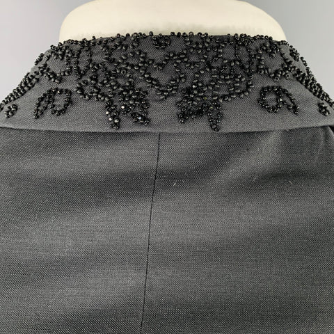 ETRO Size 42 Giacche Black Beaded Wool Notch Lapel Sport Coat