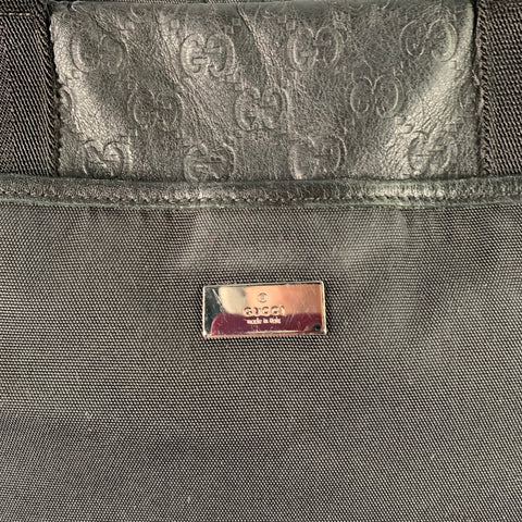 GUCCI Black Guccissima Monogram Nylon Leather Trim Top Handles Messenger Bag