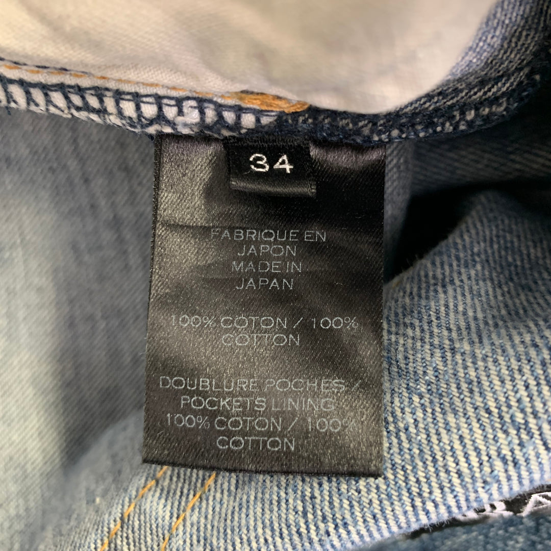 BALMAIN Size 34 Indigo Wash Denim Button Fly Jeans