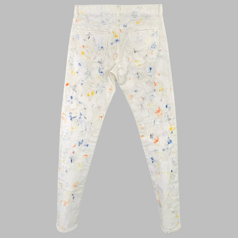 JOHN ELLIOTT Size 30 White Multi Color Paint Splatter Cotton Slim Jeans