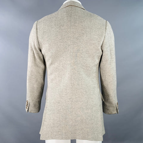 RALPH LAUREN Size 38 Regular Grey Light Grey Herringbone Camel Hair Sport Coat