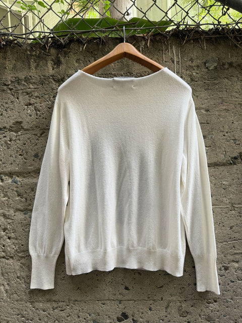 ENFANTS RICHES DEPRIMES L White Knitted Cashmere Scoop Neck Pullover