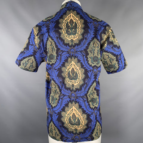 ISABEL MARANT Size XS Blue Beige Floral Cotton Button Up Short Sleeve Shirt