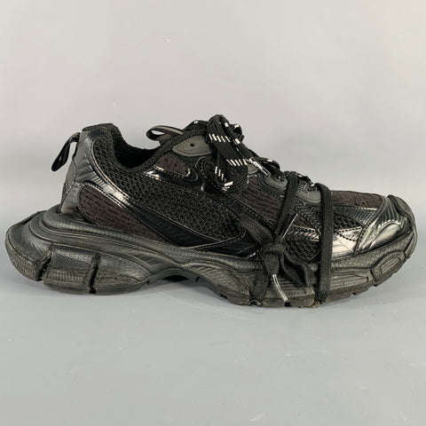BALENCIAGA Size 8 3XL Black Mesh Polyurethane Low Top Sneakers