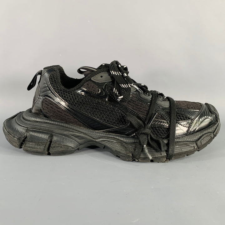 BALENCIAGA Size 8 3XL Black Mesh Polyurethane Low Top Sneakers