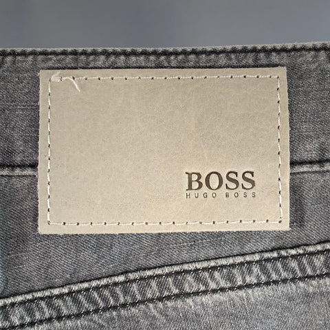 BOSS by HUGO BOSS Size 36 Grey Cotton Blend Straight Five Pockets Jeans