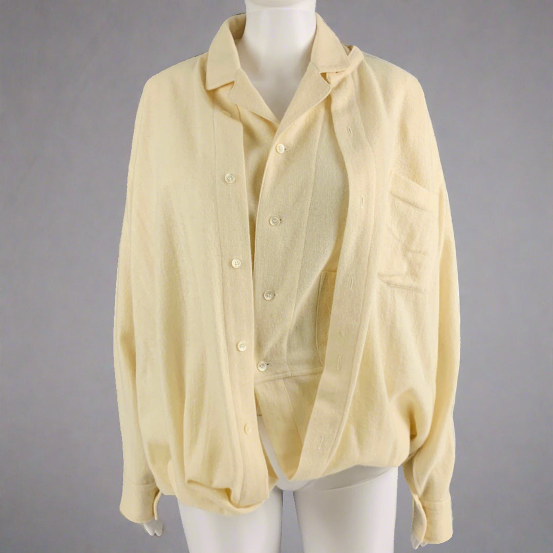 COMME des GARCONS 1980s Size S Cream Wool Blend Double Layer Jacket