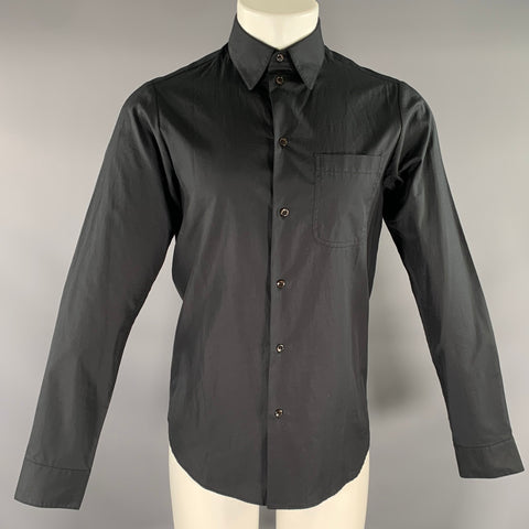 A.P.C. Size M Black Cotton Pointed Collar Long Sleeve Shirt