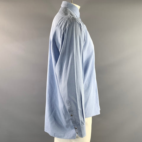 MUGLER Size XL Blue White Checkered Button Up Long Sleeve Shirt