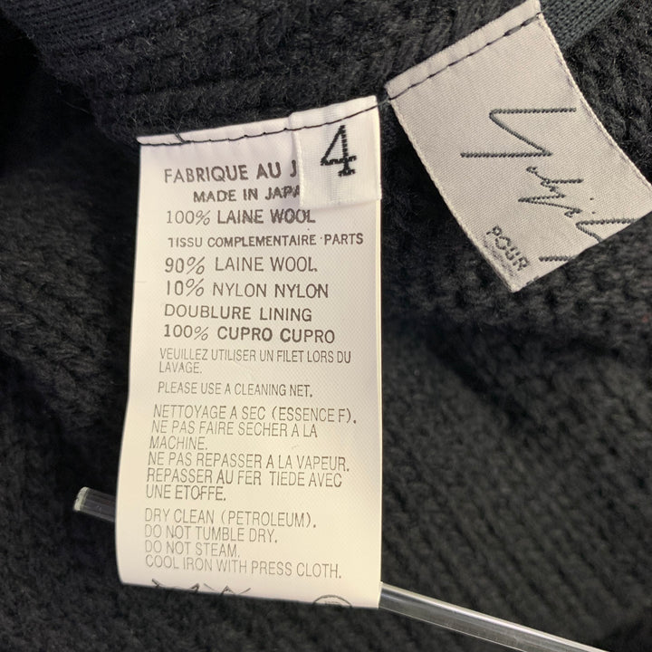 YOHJI YAMAMOTO Size XL Black Knit Wool Blend Long Coat