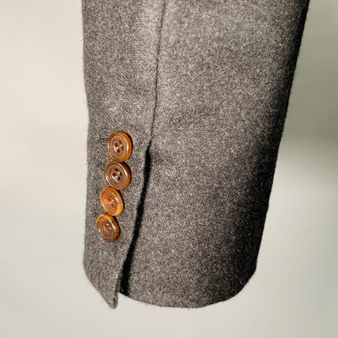 KITON Size 36 Heather Charcoal Grey Cashmere Notch Lapel Sport Coat