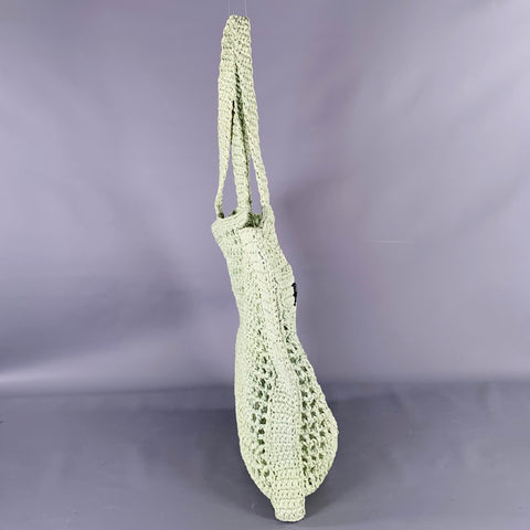 Sac fourre-tout PRADA en raphia crocheté vert menthe