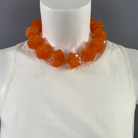 NO BRAND Orange Black Plastic Necklace