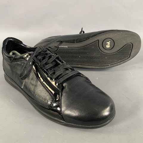 Y-3 Size 9 Black Mixed Patterns Leather Vulcanized sole Sneakers
