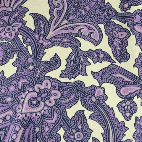 ETRO Camisa de manga larga con botones en mezcla de algodón paisley color morado caqui talla L