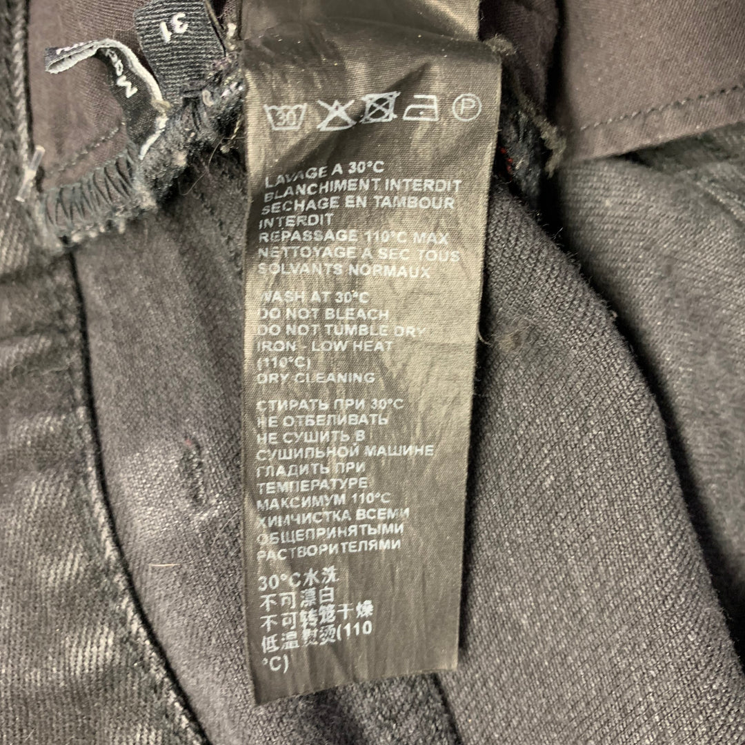 THE KOOPLES Size 31 Black Grey Distressed Cotton Blend Selvedge Jeans