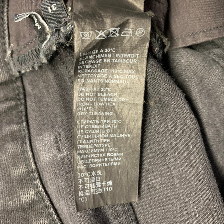 THE KOOPLES Size 31 Black Grey Distressed Cotton Blend Selvedge Jeans