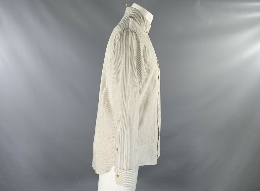 TAYLOR STITCH Size M White Navy Stripe Cotton Button Down Long Sleeve Shirt