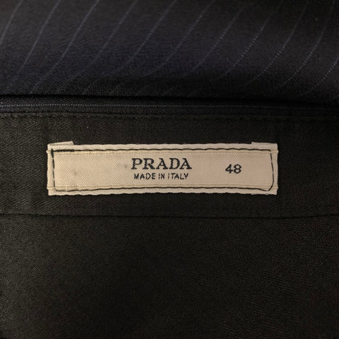 PRADA Size 32 Navy Pinstripe Wool Blend Dress Pants