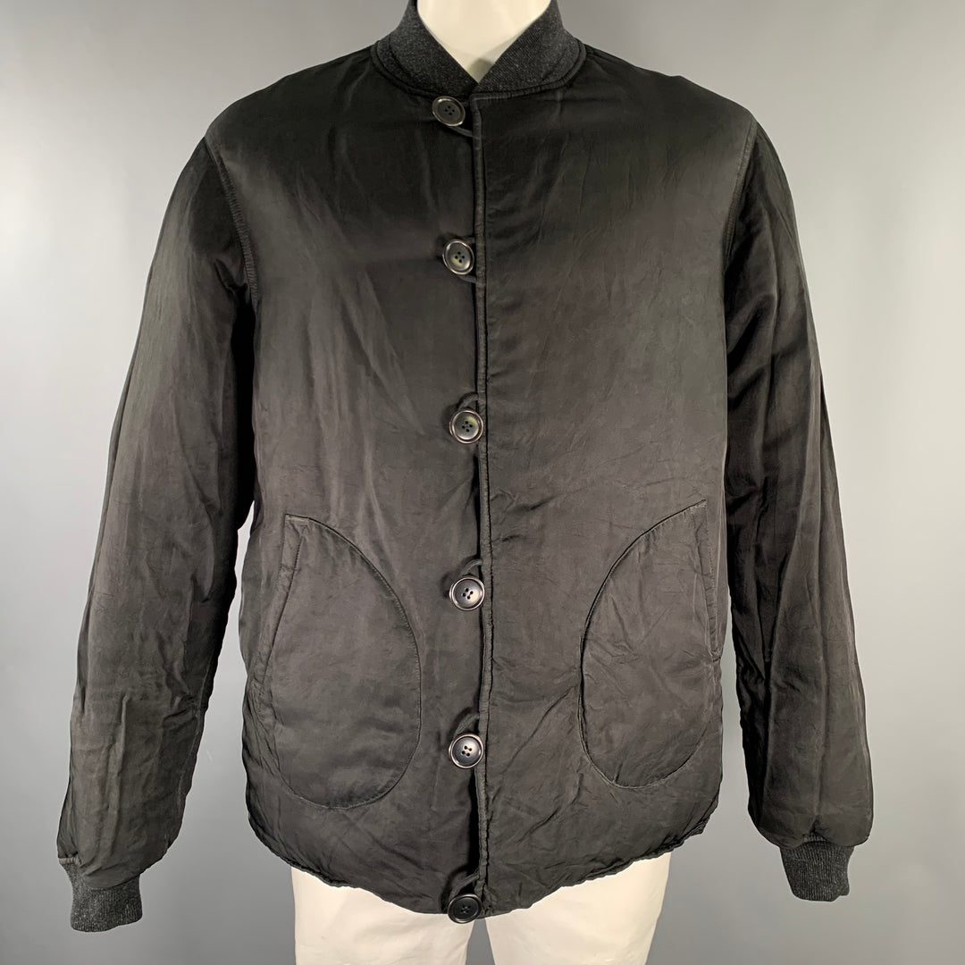 VISVIM Size L Black Nylon Reversible Bomber Jacket