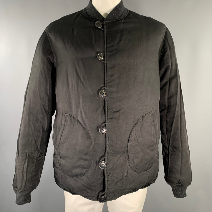 VISVIM Size L Black Nylon Reversible Bomber Jacket