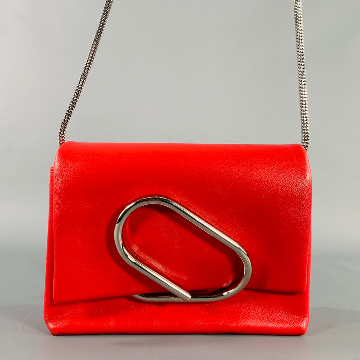 3.1 PHILLIP LIM Alix Red Silver Leather Metal Paper Clip Handbag