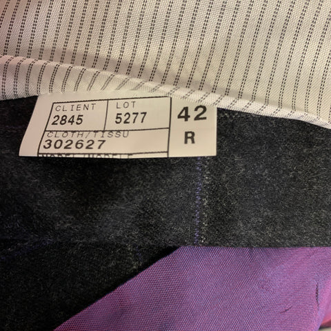JACK VICTOR Chest Size 42 Dark Grey Window Pane Wool Notch Lapel 36 28 Suit