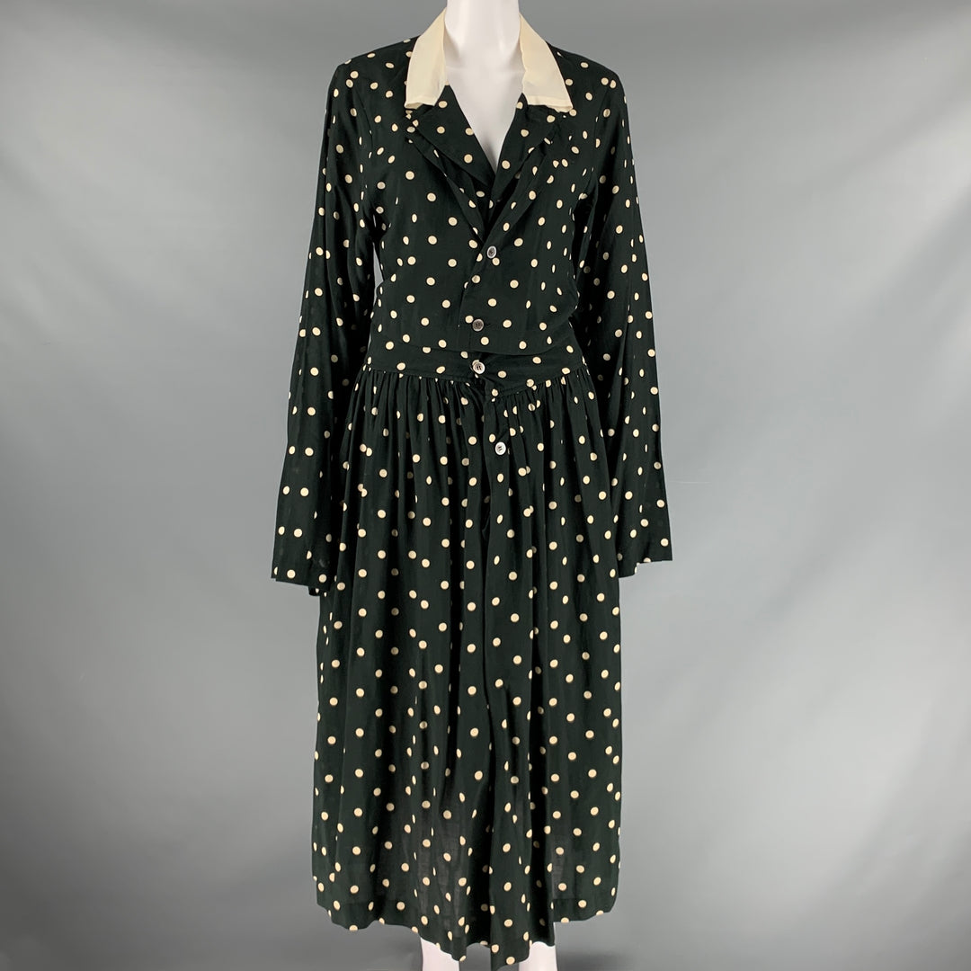 COMME des GARCONS Size S Black White Rayon Polka Dot Long Sleeve Dress   Sui Generis Designer Consignment