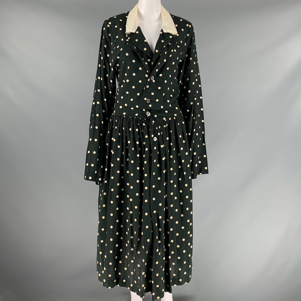 COMME des GARCONS Size S Black White Rayon Polka Dot Long Sleeve