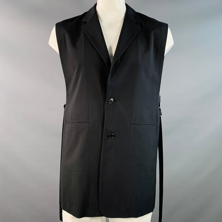 LUI'S Size XXL Black Open Sides Single Breasted Longline Vest