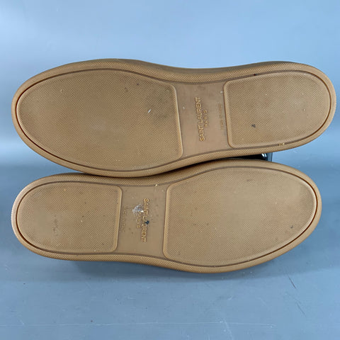 SAINT LAURENT Size 9 White Beige Perforated Leather Sneakers