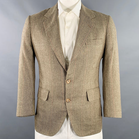 LE HOUND Veste sport à boutonnage simple, motif pied-de-poule marron et crème, taille 42