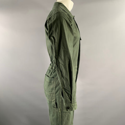ALEX MILL Size XS Green Olive Contrast Stitch Cotton Blend Jumpsuits & Overalls