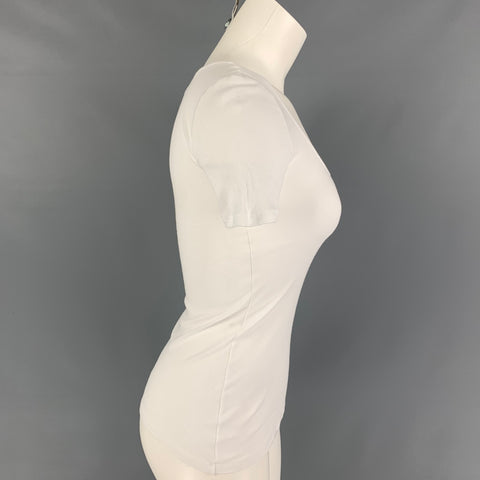 HANRO Size XS White Cotton T Shirt Casual Top