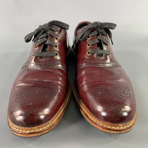 COLE HAAN Size 12 Burgundy Wingtip Leather Oxford Lace Up Shoes