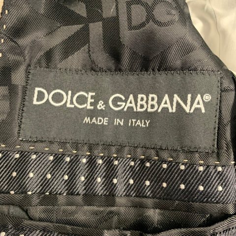 DOLCE & GABBANA Size 40 Black White Dots Silk Shawl Collar Sport Coat