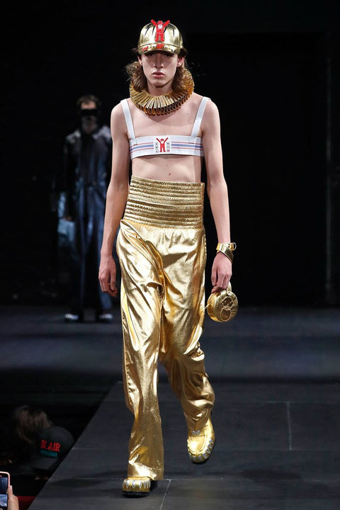 WALTER VAN BEIRENDONCK Spring 2023 Gold Leather Ruff Collar