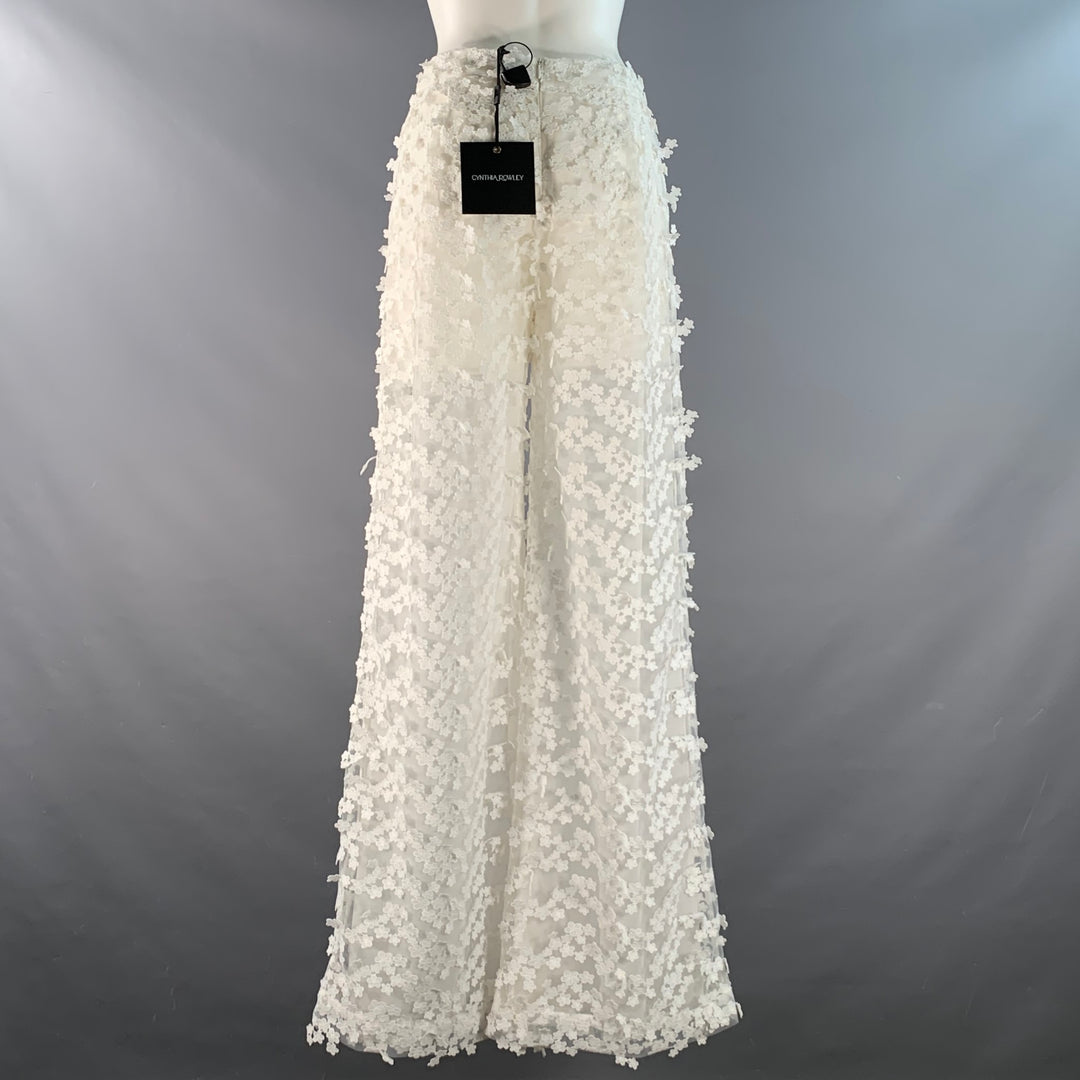 CYNTHIA ROWLEY Size 2 White Polyester Lace Wide Leg Dress Pants – Sui  Generis Designer Consignment