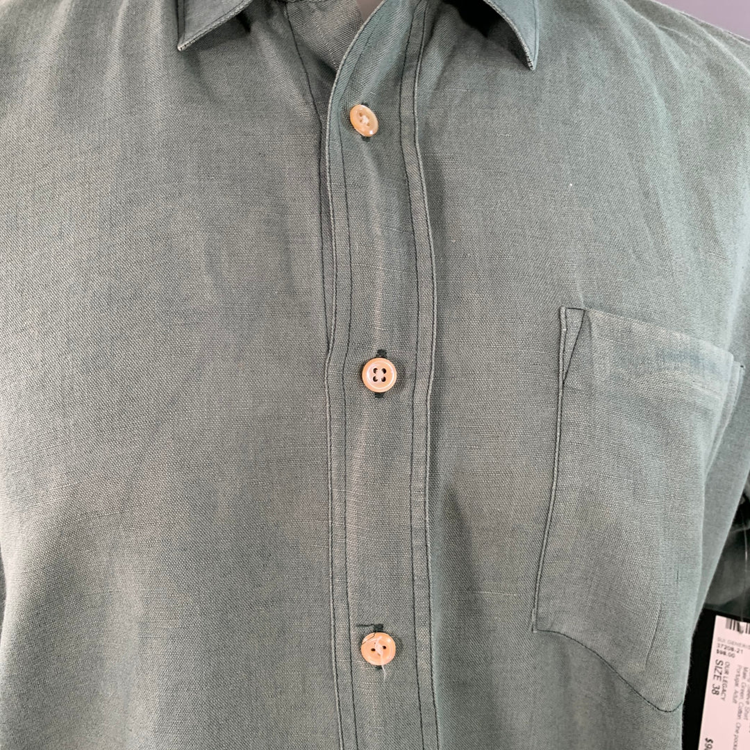 OUR LEGACY Size 38 Green Cotton One Pocket Long Sleeve Shirt