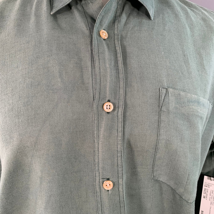 OUR LEGACY Size 38 Green Cotton One Pocket Long Sleeve Shirt
