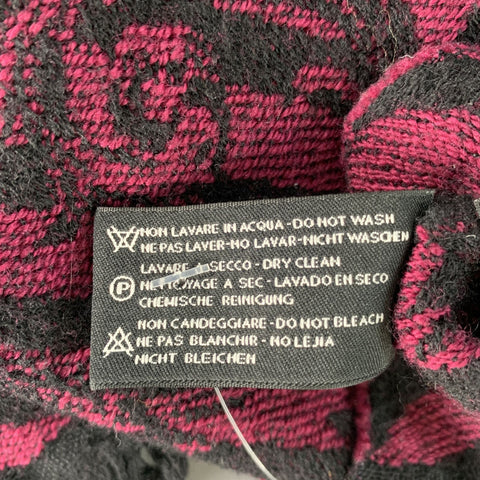 VERSACE Fuschia Black Wool Knit Scarves