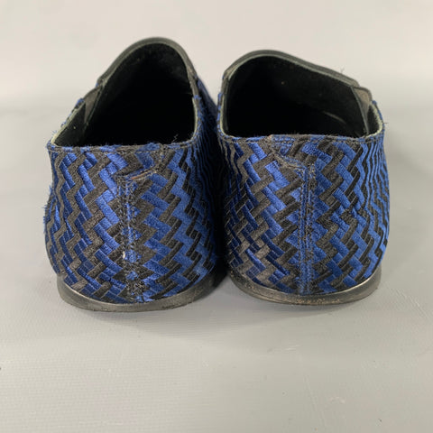 HAIDER ACKERMANN Size 8 Blue Black Woven Loafers