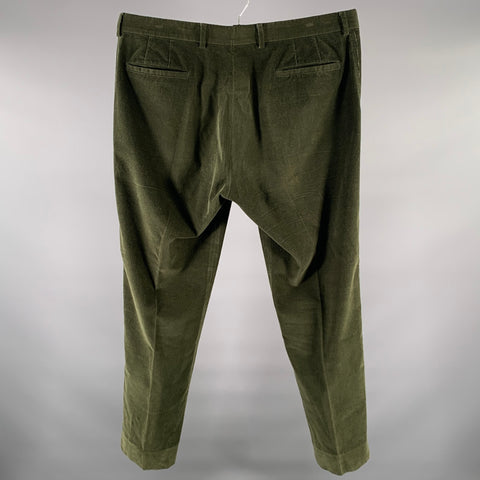 PAUL SMITH Size 36 Green Corduroy Cotton Blend Straight Casual Pants