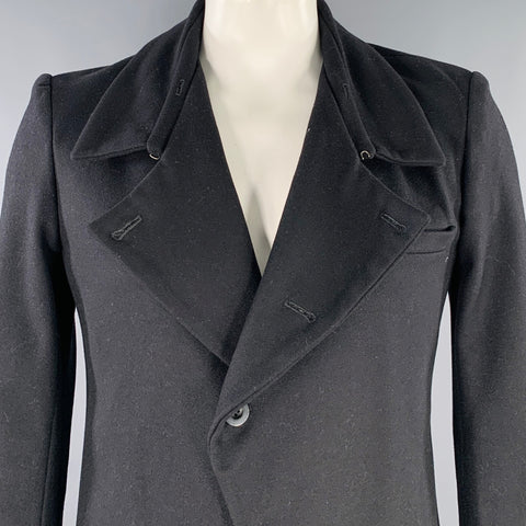 ENDOVANERA Size L Black Wool Single Breasted Asymmetrical Coat