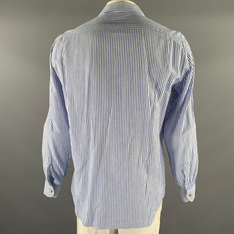 ADAM KIMMEL Size L Blue White Stripe Camp Long Sleeve Shirt